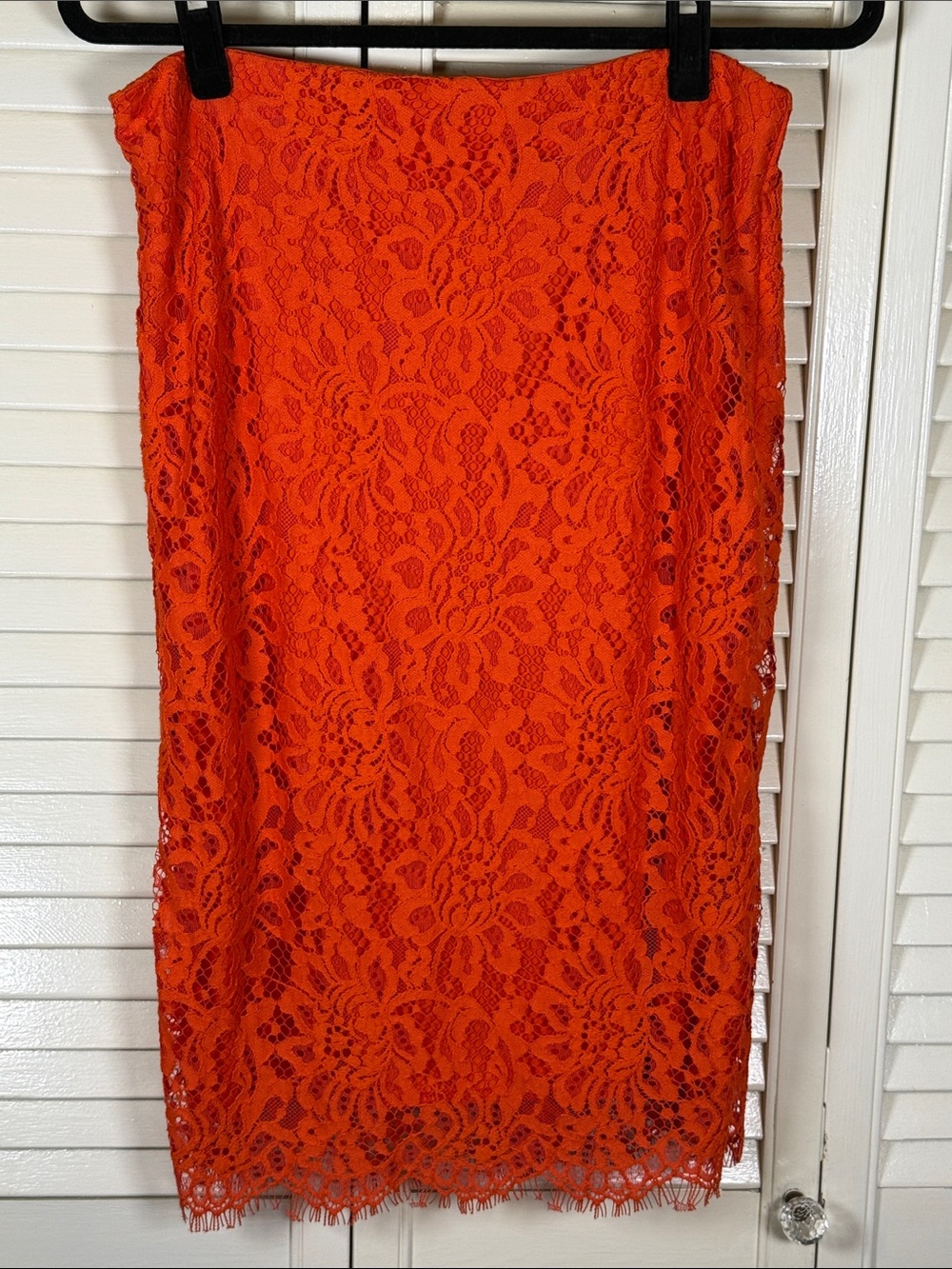Beige by ECI Vibrant Orange Floral Lace Skirt Size 8